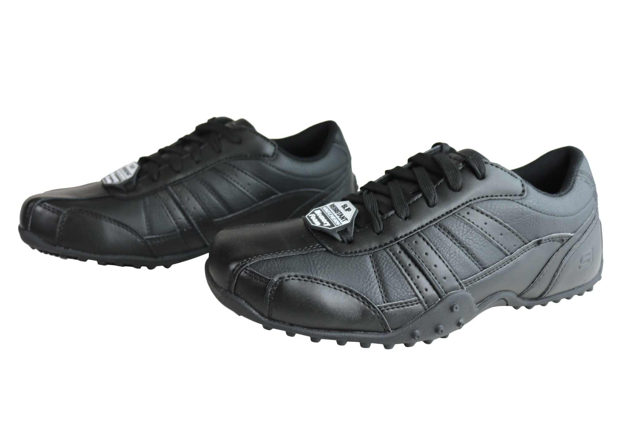 mens skechers black work shoes