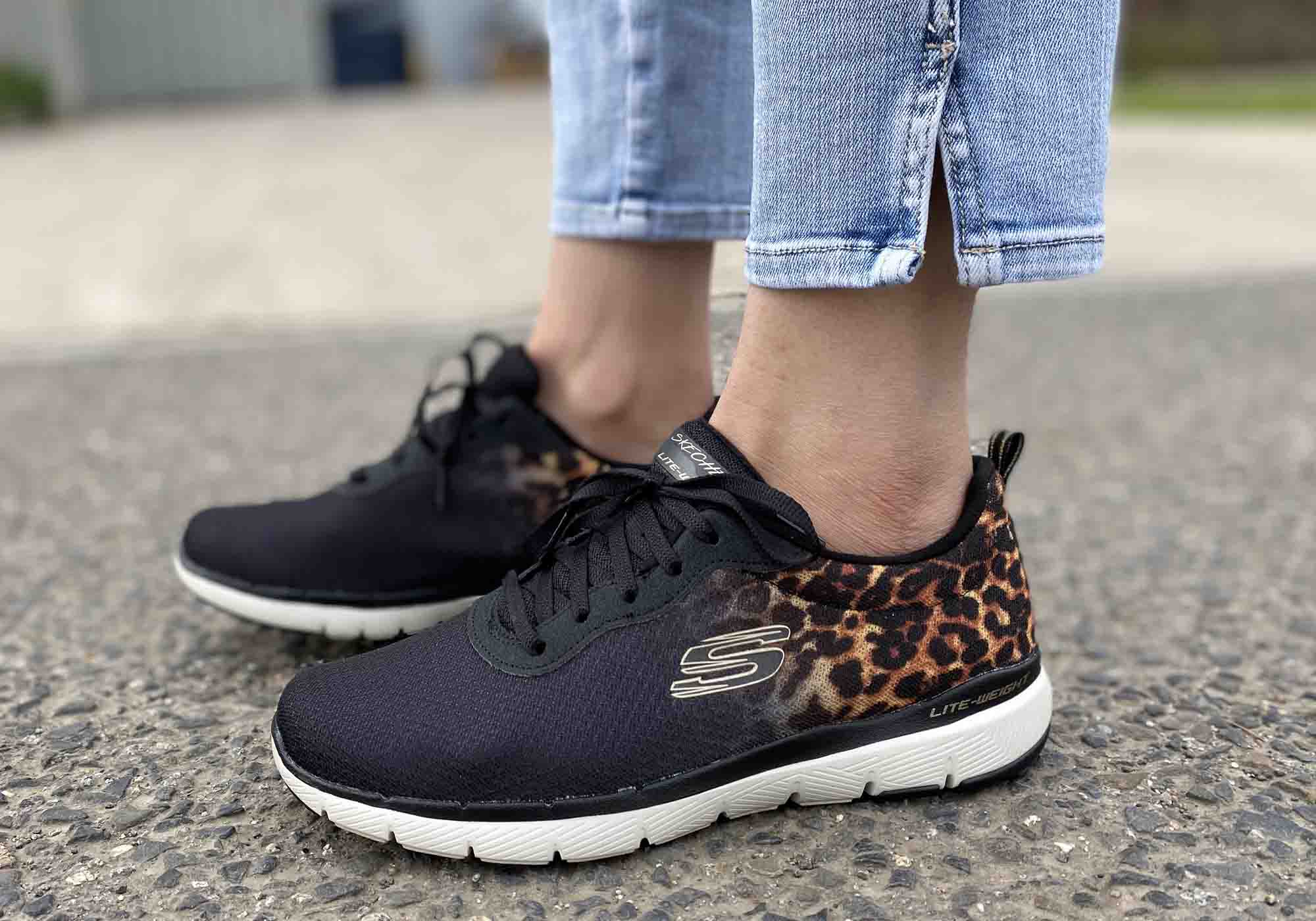 skechers flex appeal leopard