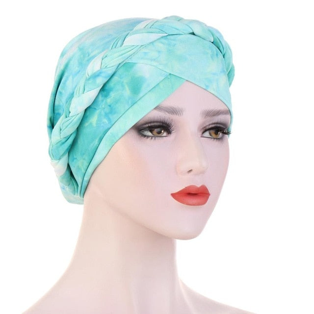 Foulard turban chimio vert - Pastel