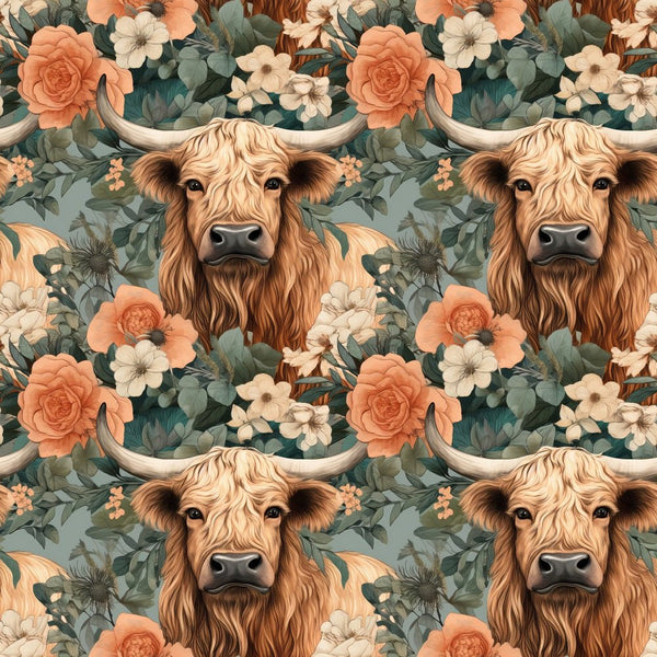 Large Highland Cows Fabric, Raspberry Creek Fabrics