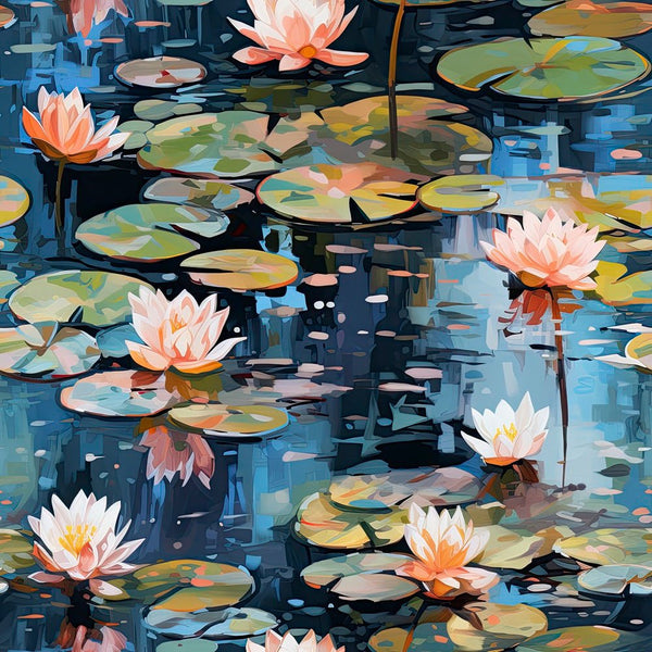 Ebern Designs Kemet Lily Pads Floating In The Water With Lotus Pads On  Canvas by Stephconnell Print