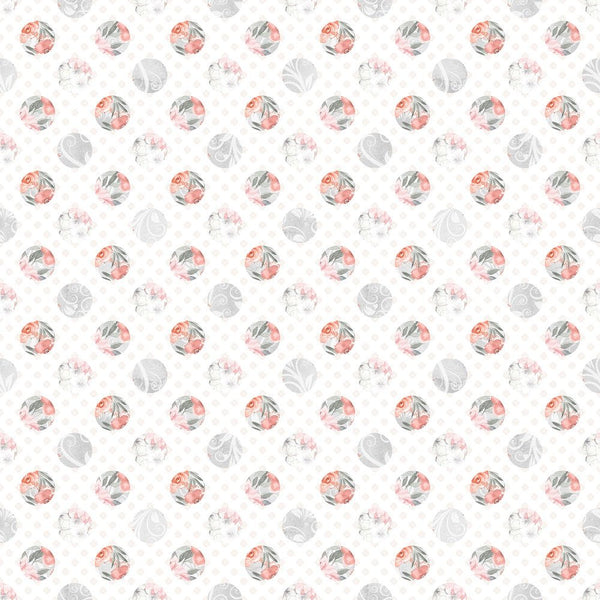 Bouquet on Lacey Floral Fabric - Grey –