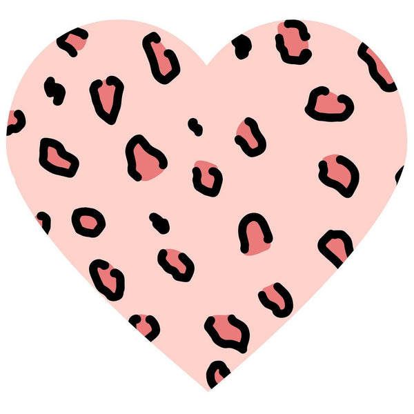 Pink Leopard Print Heart Fabric –