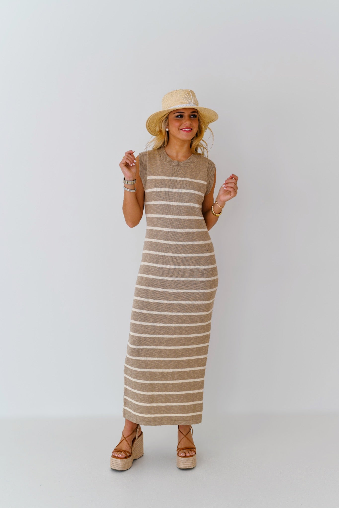 Aubrey Sweater Midi Dress - Lt.Taupe