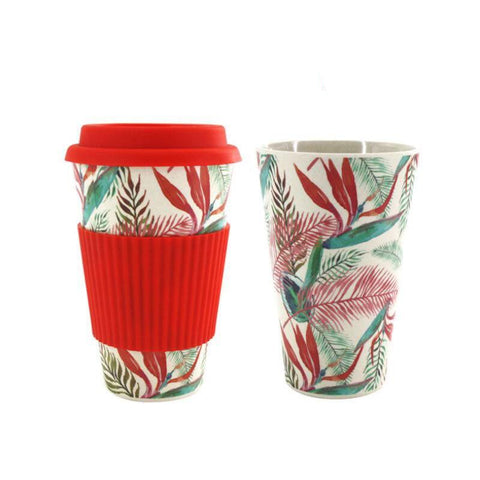 Tasse de thé en bambou Rouge Motif Plante 