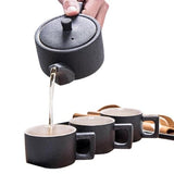 Service à thé japonais en poterie noire