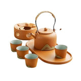 Service à thé japonais en céramique avec plateau