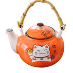 Service à thé japonais motif chat porte-bonheur multicolore