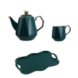 Service à thé anglais en céramique couleur verte ou rose
