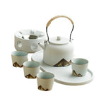 Service à thé japonais en céramique avec plateau
