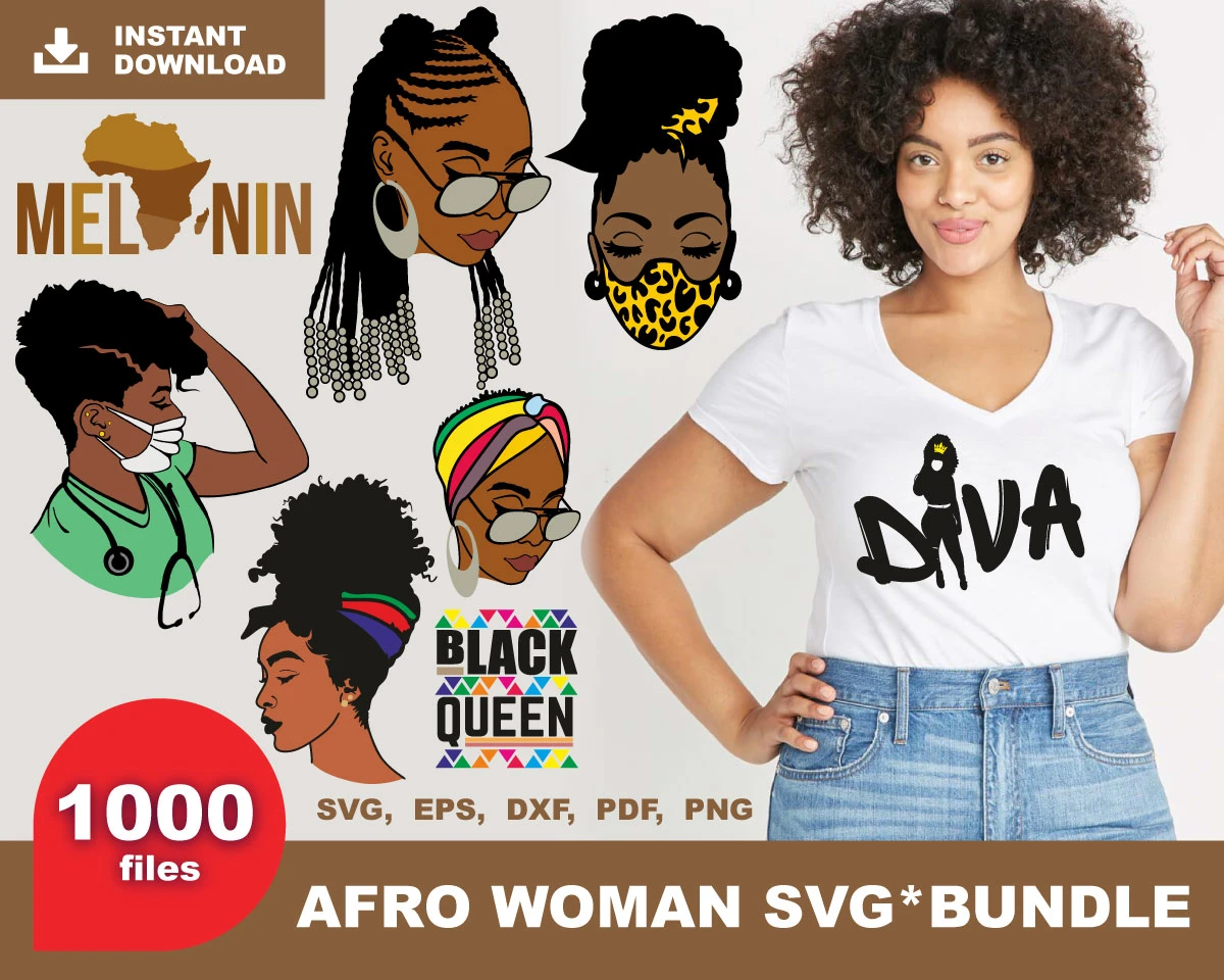 Download 1000 Afro Woman Svg Bundle Black History Month Svg Png Dxf Eps Bestzeta