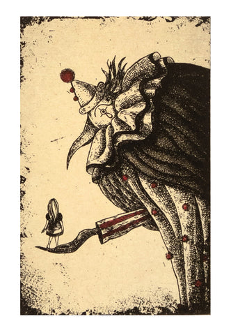 artwork of clown holding person
