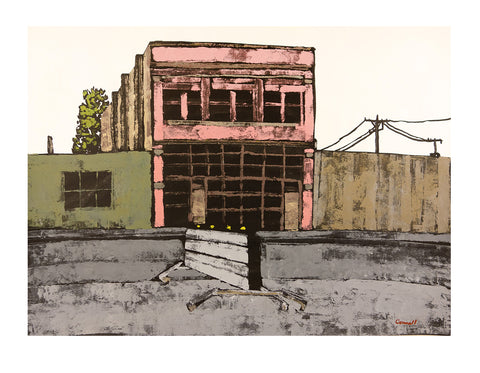 artwork of pink building