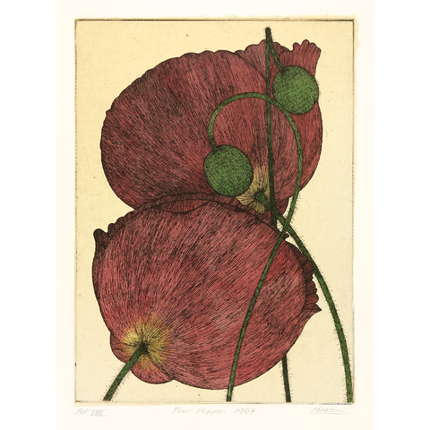 Etching with poppies as subject