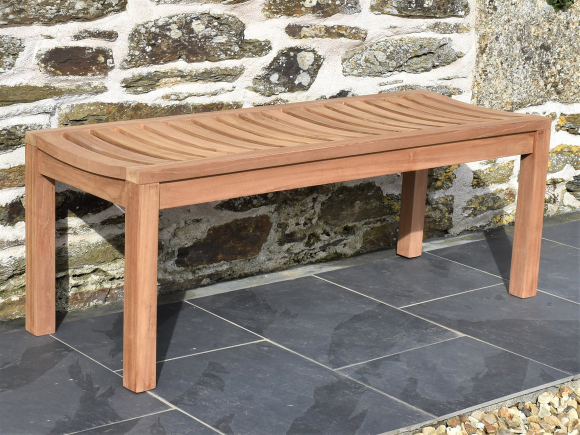 Backless 2 Seater Teak Garden Bench - 4ft/120cm – Patio Garden Furniture