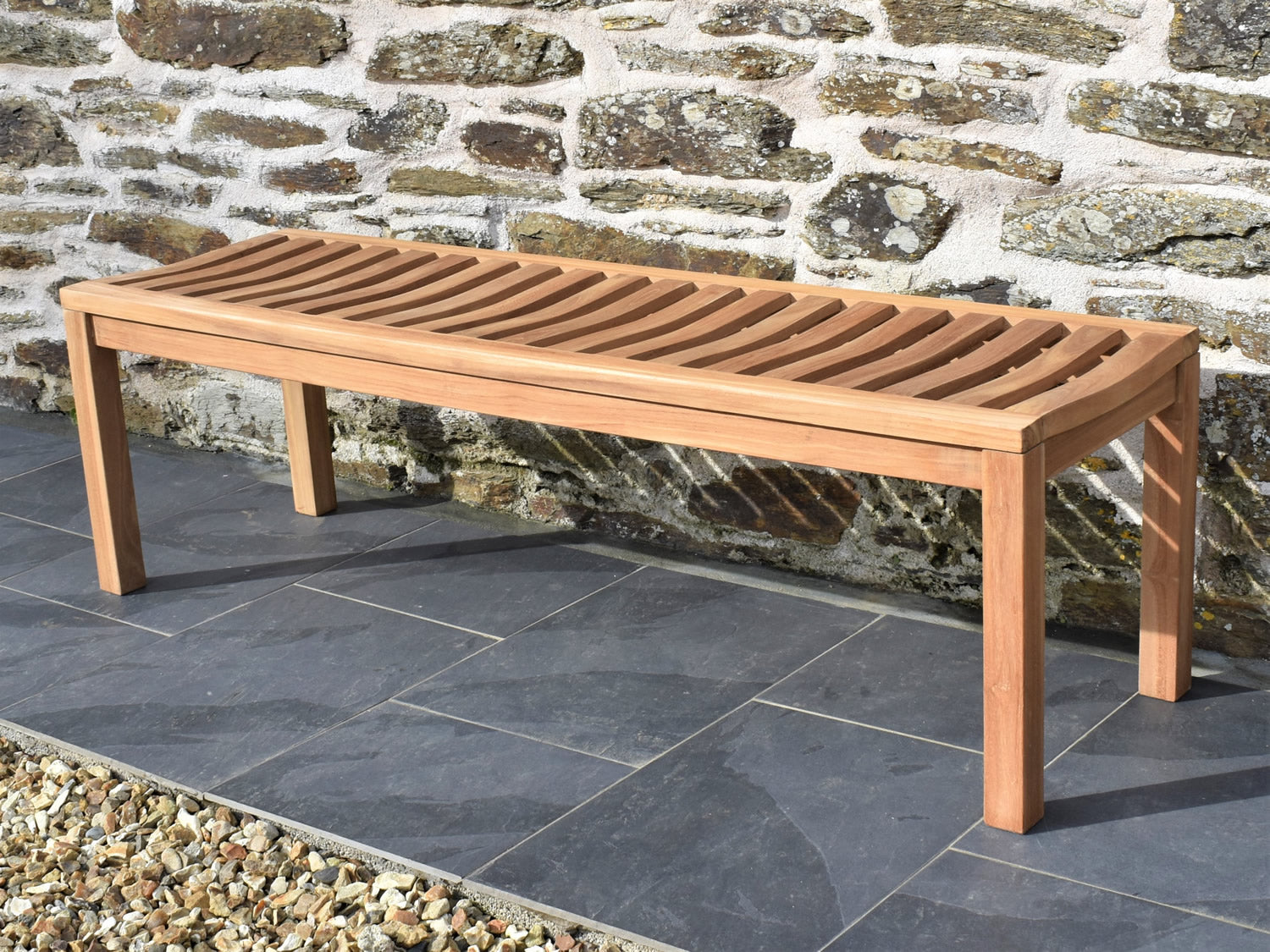 Backless 3 Seater Teak Garden Bench - 5ft/150cm – Patio Garden Furniture