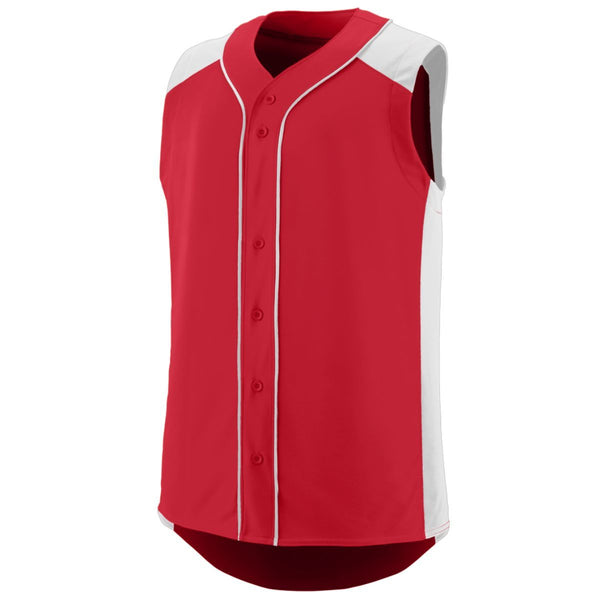 Augusta Sportswear 1686 Youth Pinstripe Full Button Baseball Jersey - White/ Red M