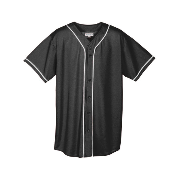 Augusta Sportswear 1686 Youth Pinstripe Full Button Baseball Jersey - White/ Navy L