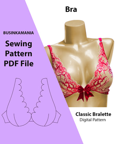 Epervier Bralette, sizes 28AA-42G , PDF sewing pattern