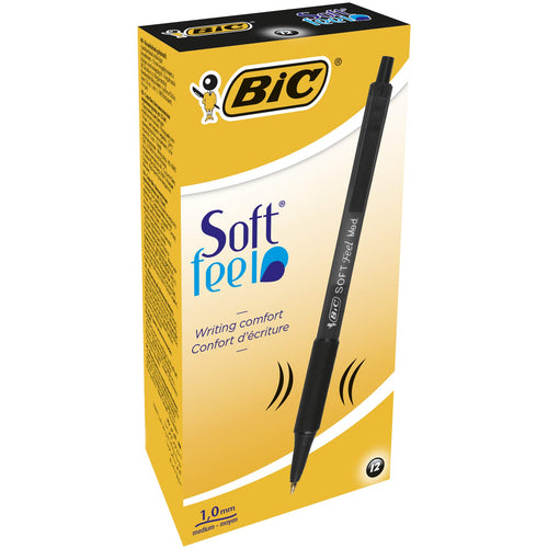 Bic Soft FeelClic Grip Penna a Sfera, a Scatto, Punta Media da 1 - Pack, Nero - Ilgrandebazar