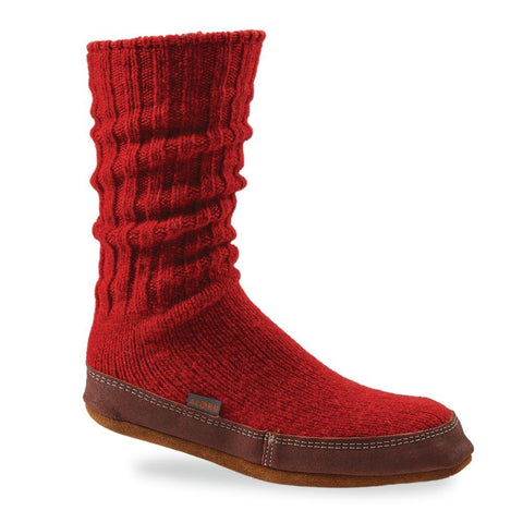 The Original Slipper Sock in Crimson Ragg Wool