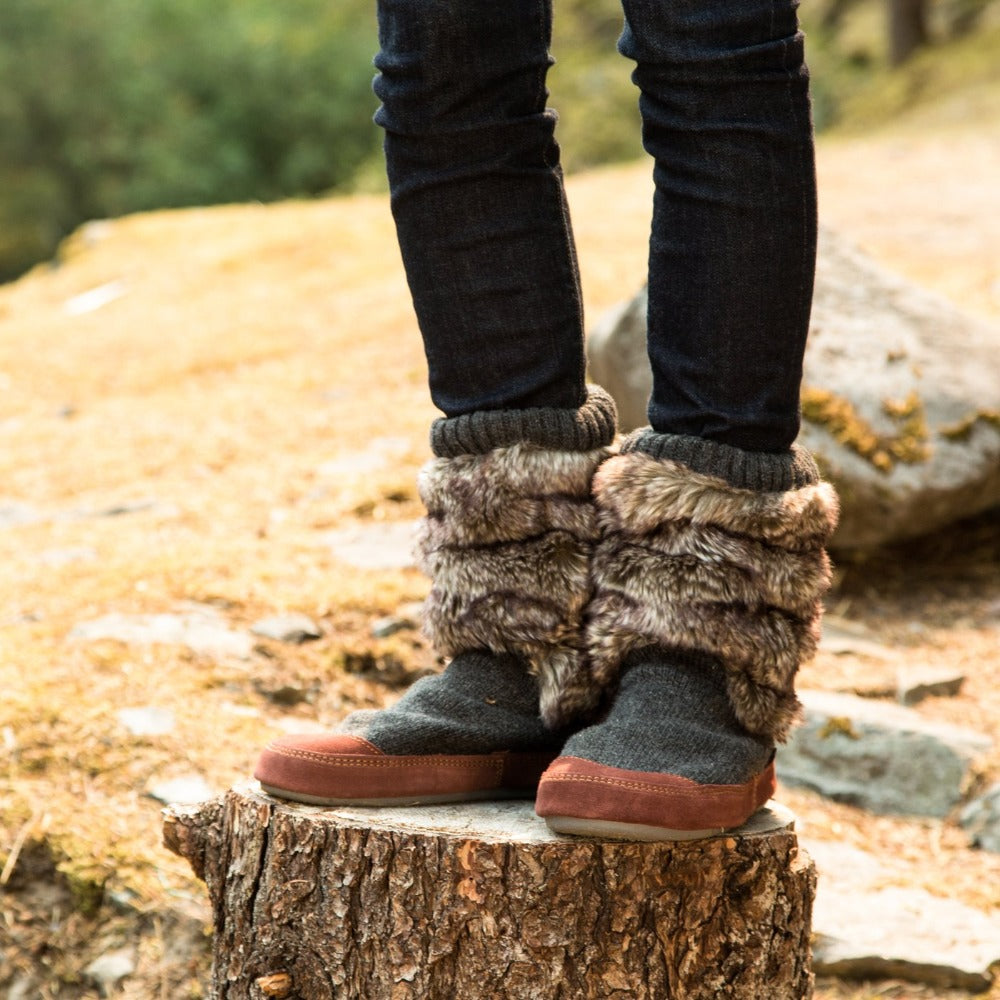 Acorn Grey Cotton Twist - Slipper Socks