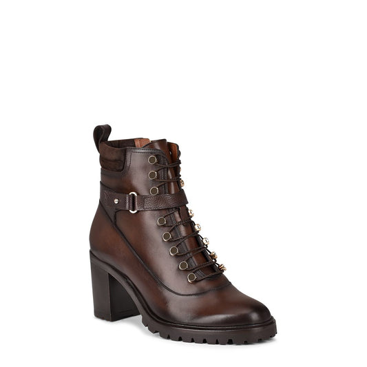 Brown Women's Lug Sole Ankle Lace Up Heeled Ankle Boots w Pouch | eBay