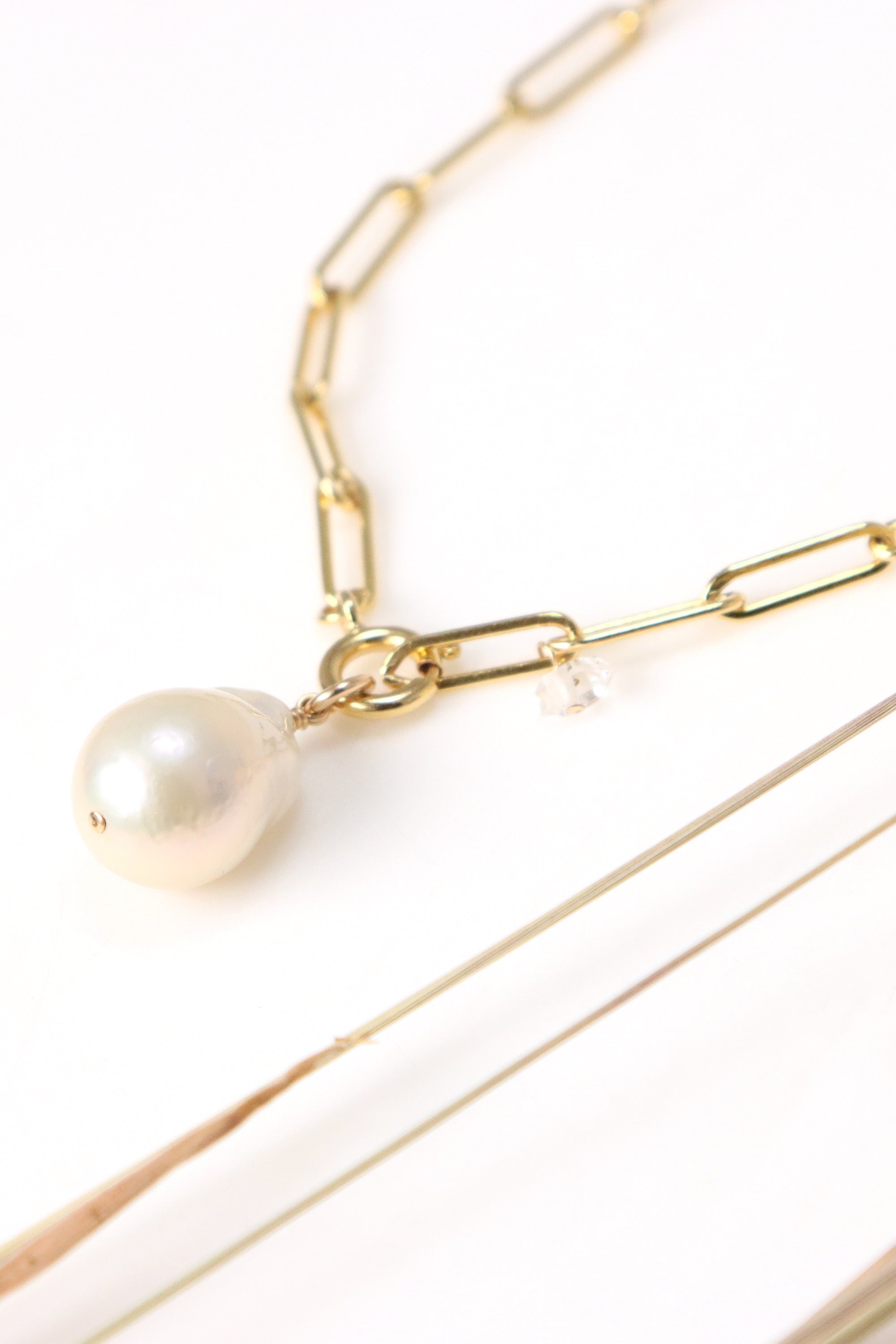 Gold Pearl dew drops necklace, मोतियों का हार - Adorna, Chennai
