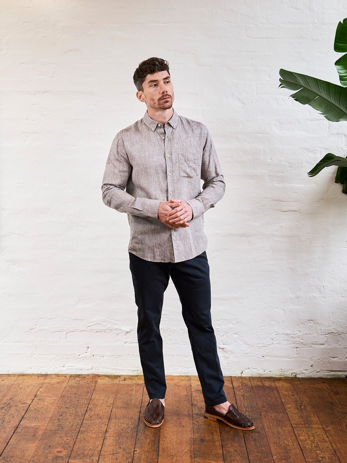 Mens Linen Shirt TARASA, Natural Linen Clothing 