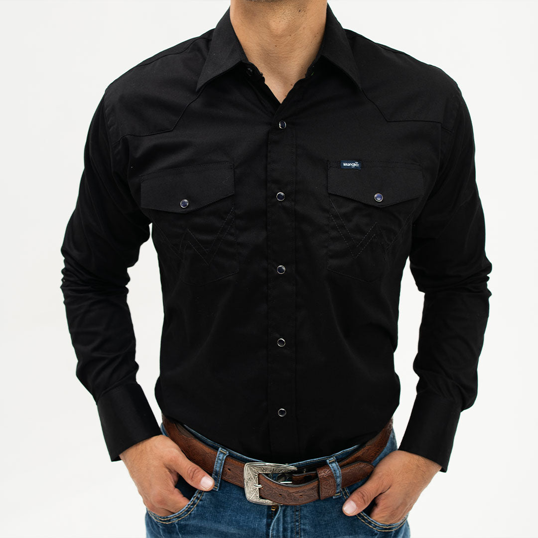 Introducir 66+ imagen camisa wrangler negra