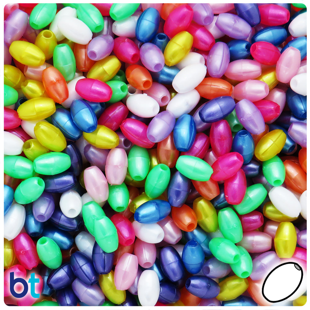 BeadTin Light Turquoise Opaque 9mm Oat Plastic Beads (500pcs) 