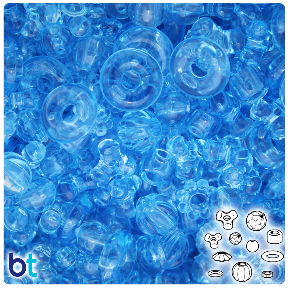 Light Turquoise Opaque Plastic Craft Beads Mix (113g)
