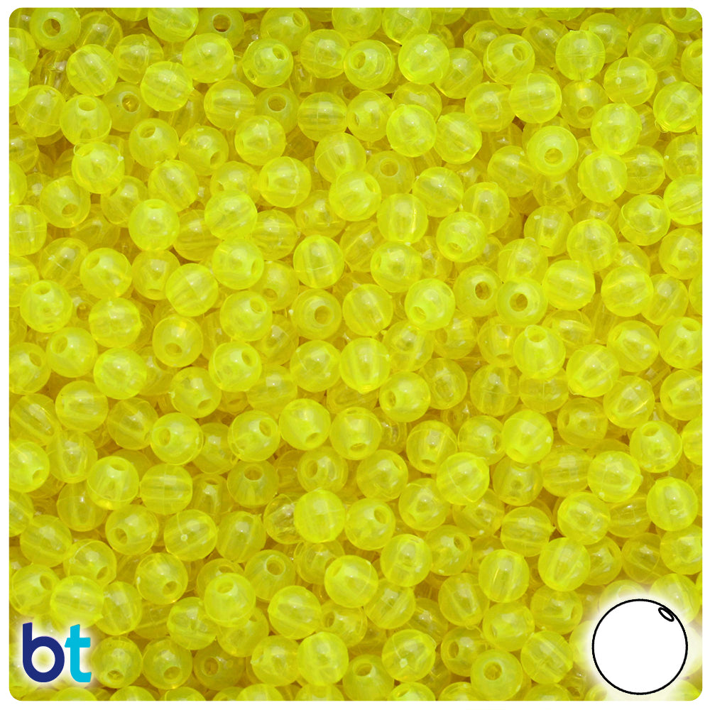 BeadTin Night Glow-in-The-Dark 10mm Faceted Round Plastic Craft Beads  (210pcs)