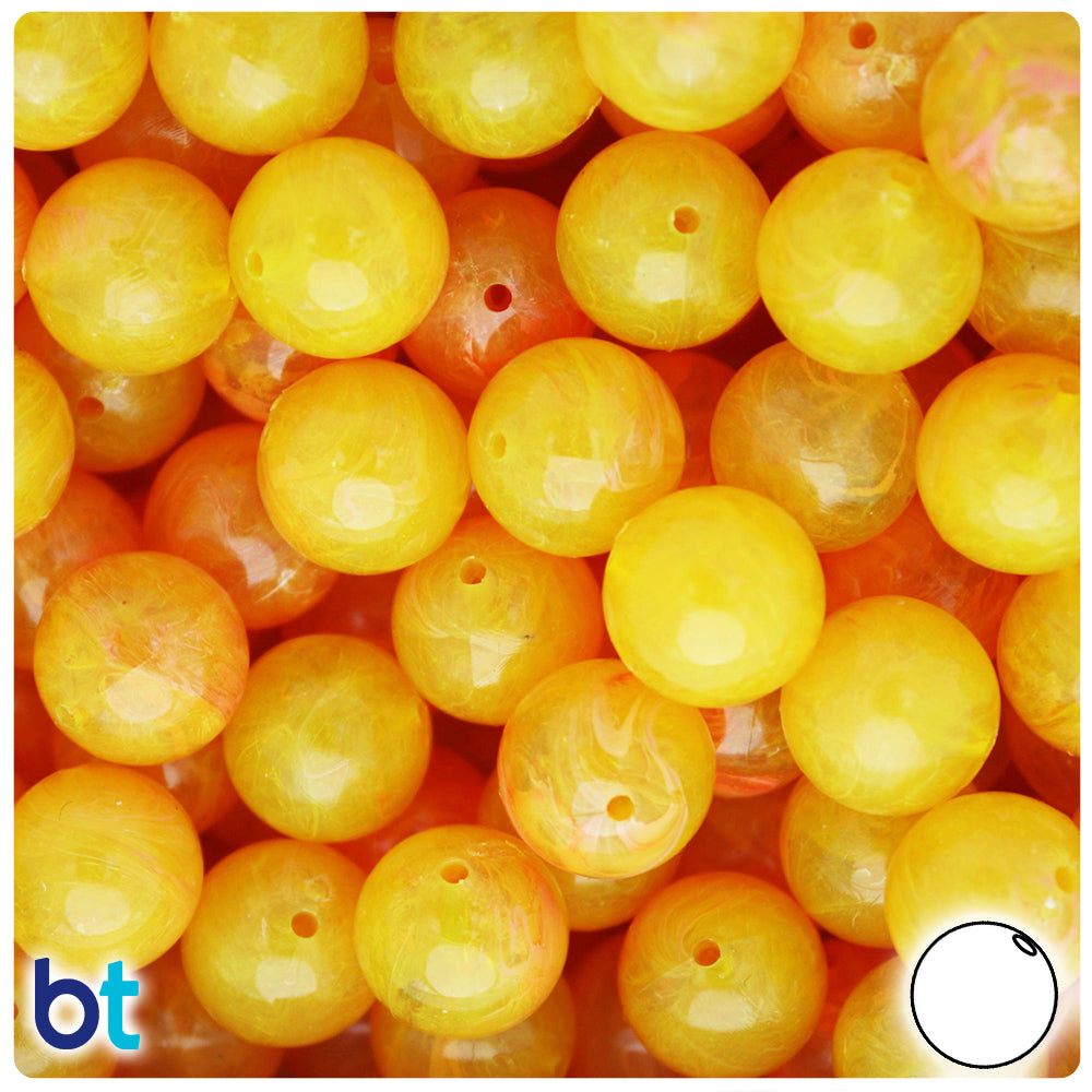 White Matte 14mm Round Large Hole Plastic Beads (36pcs)