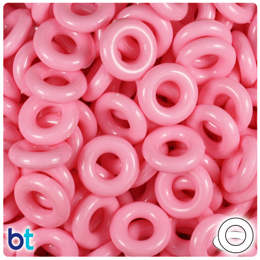 BeadTin 14mm Ring Donut Plastic Craft Beads (100pcs) - Style Choice