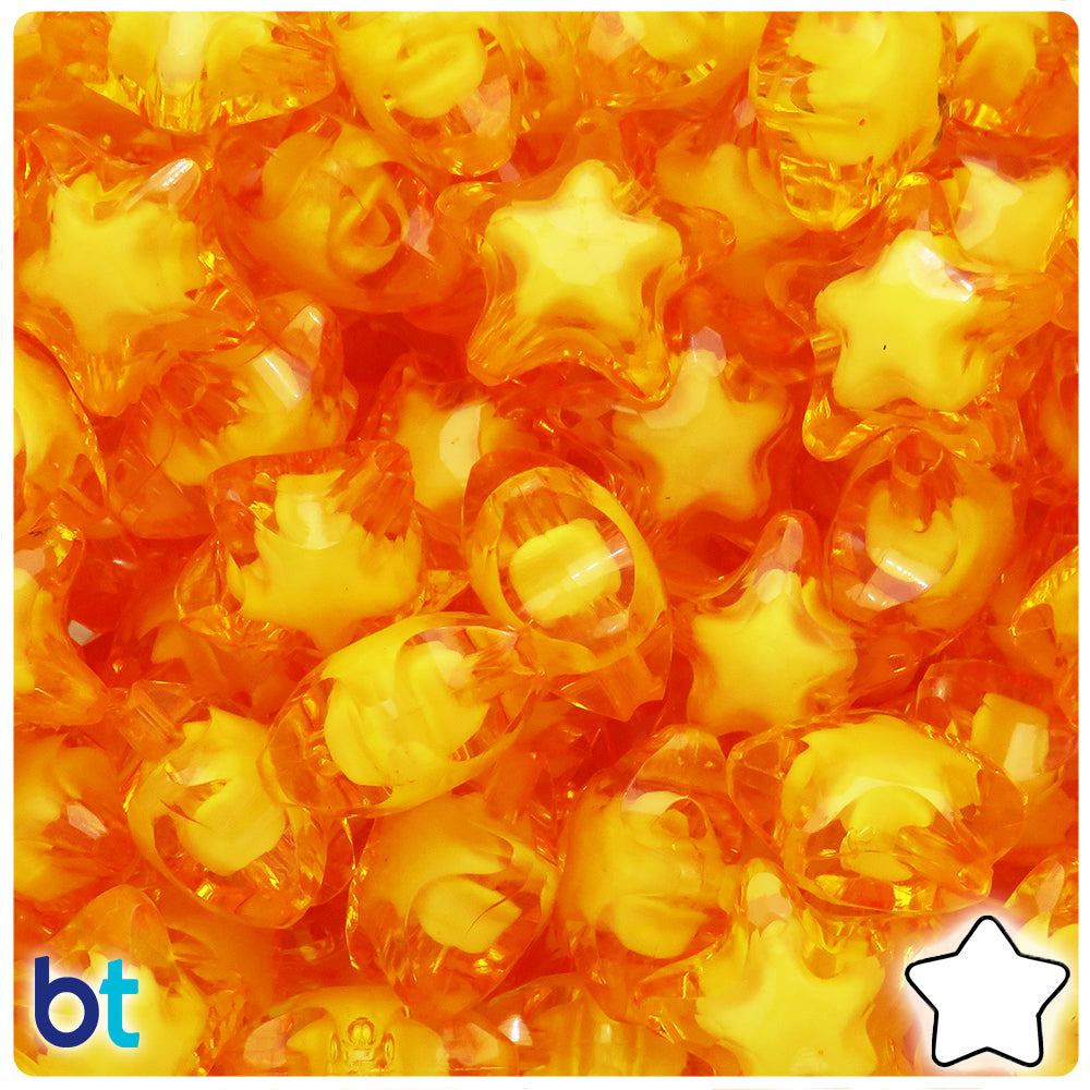 AB Acrylic Star Beads  Aurora Borealis Plastic Beads (Orange / 10
