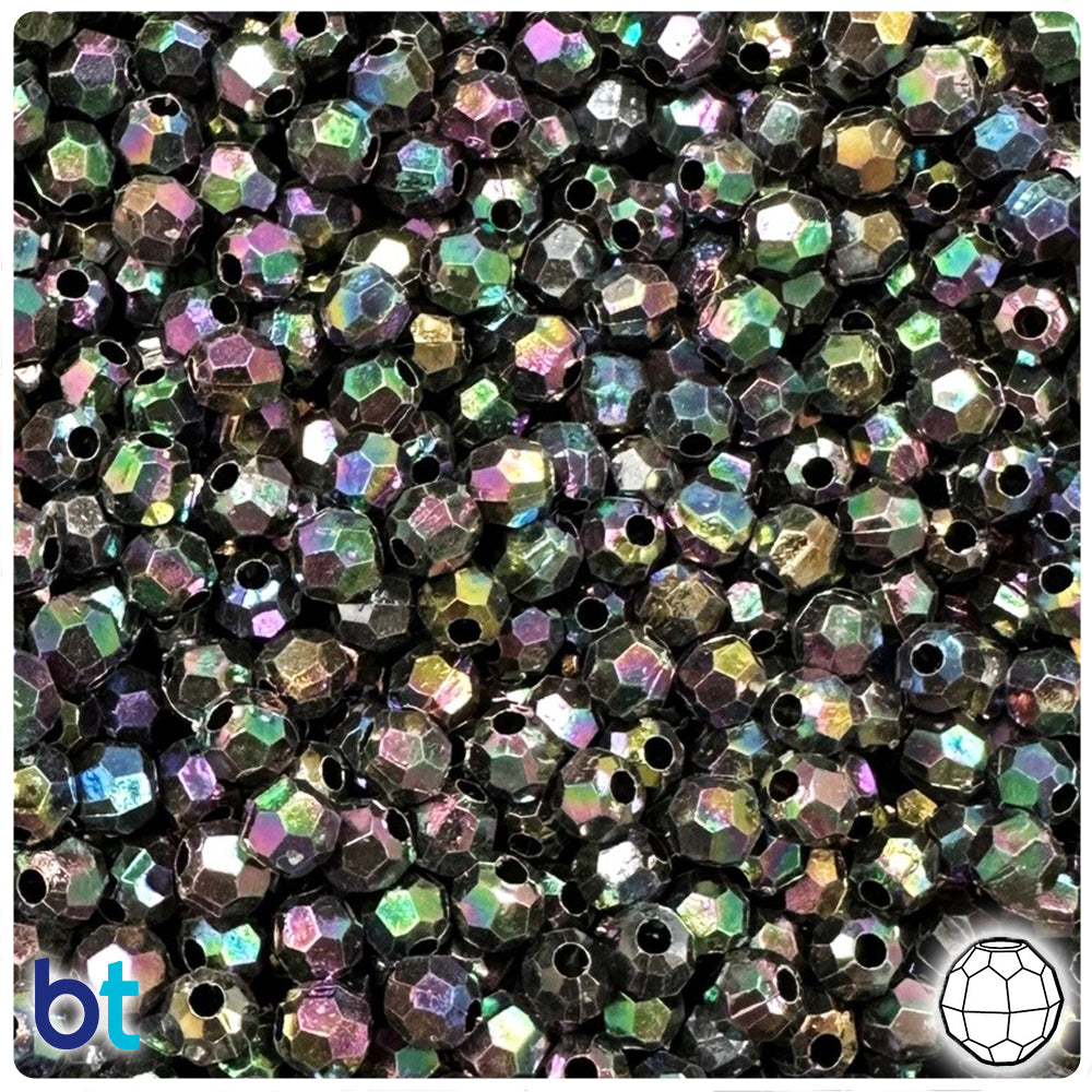 Transparent Mix 8mm Faceted Round Plastic Beads (450pcs)