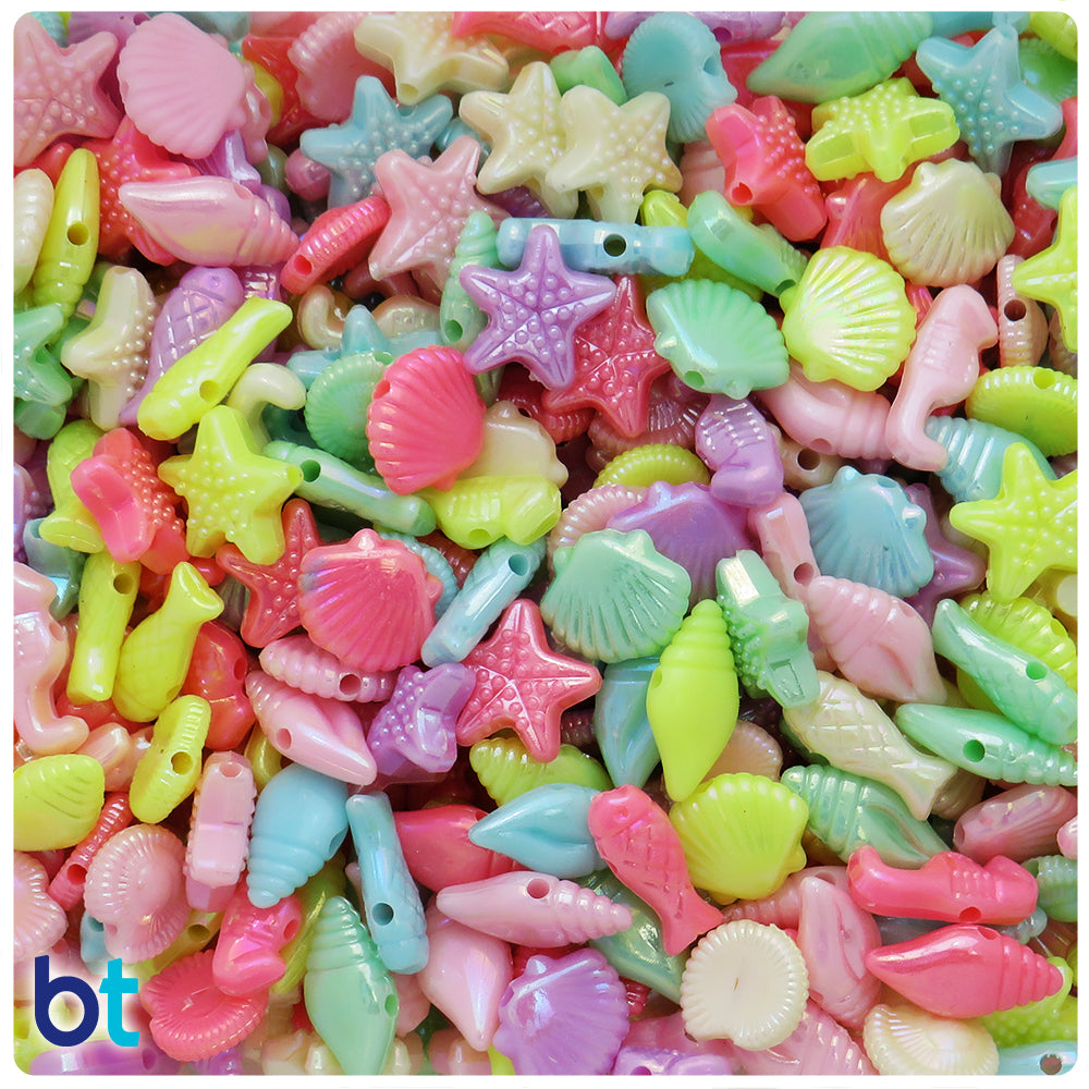 BeadTin Opaque Mix 13mm Small Shape Mix Plastic Pony Beads (4oz)