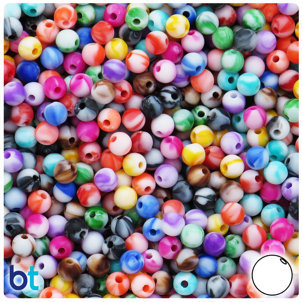 Opaque Mix 6mm Round Plastic Beads (500pcs)