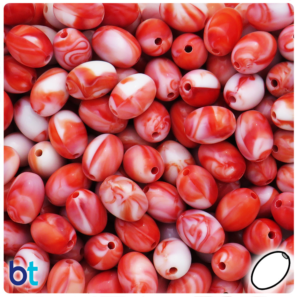 BeadTin Pink Marbled 16mm Round Plastic Craft Beads (25pcs)