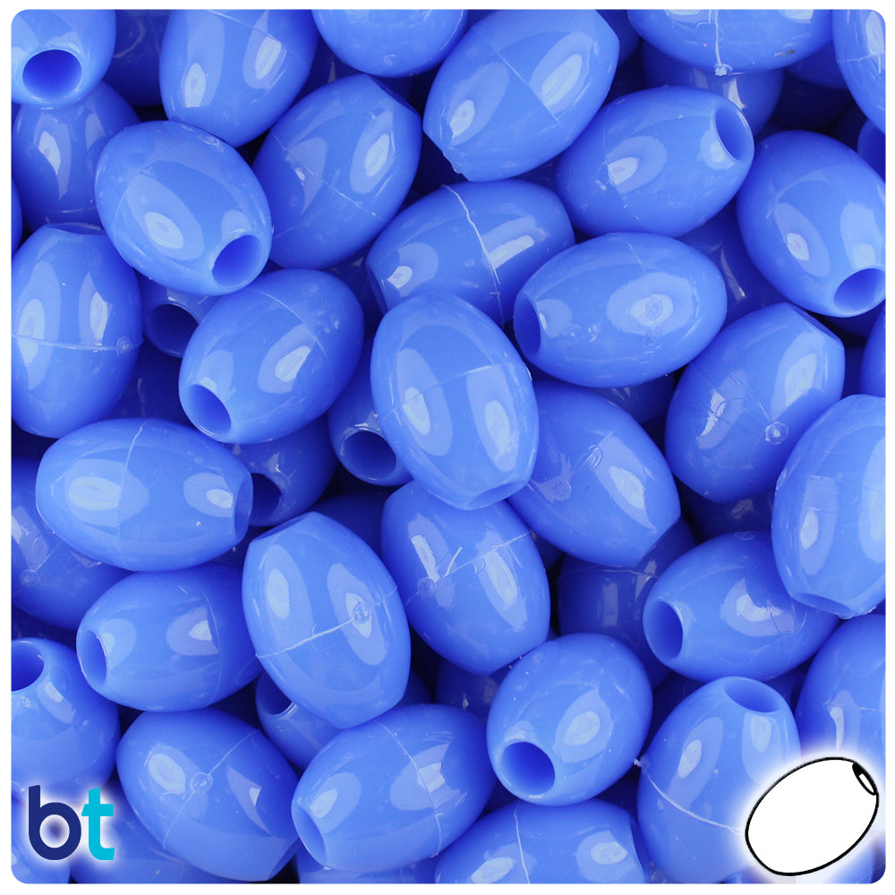 BeadTin True Blue Neon Bright 14mm Oval Plastic Pony Beads (200pcs