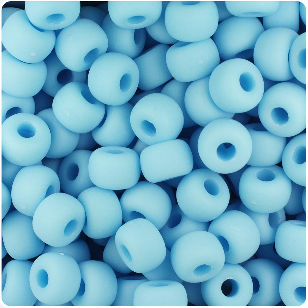 Baby Blue Opaque 6.5mm Mini Barrel Pony Beads (1000pcs)