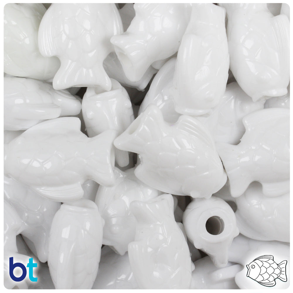 BeadTin White Pearl 24mm Bunny Rabbit Plastic Pony Beads (24pcs)