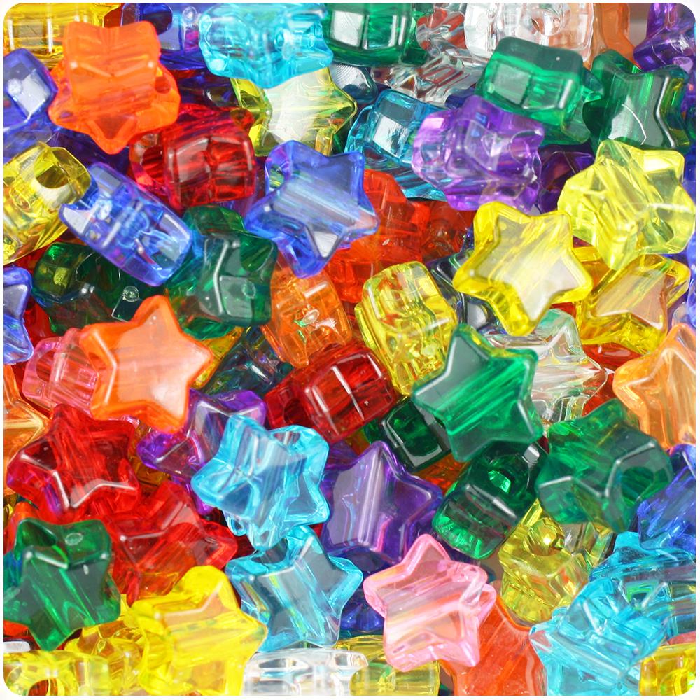 Transparent Mix 13mm Flower Pony Beads (250pcs)