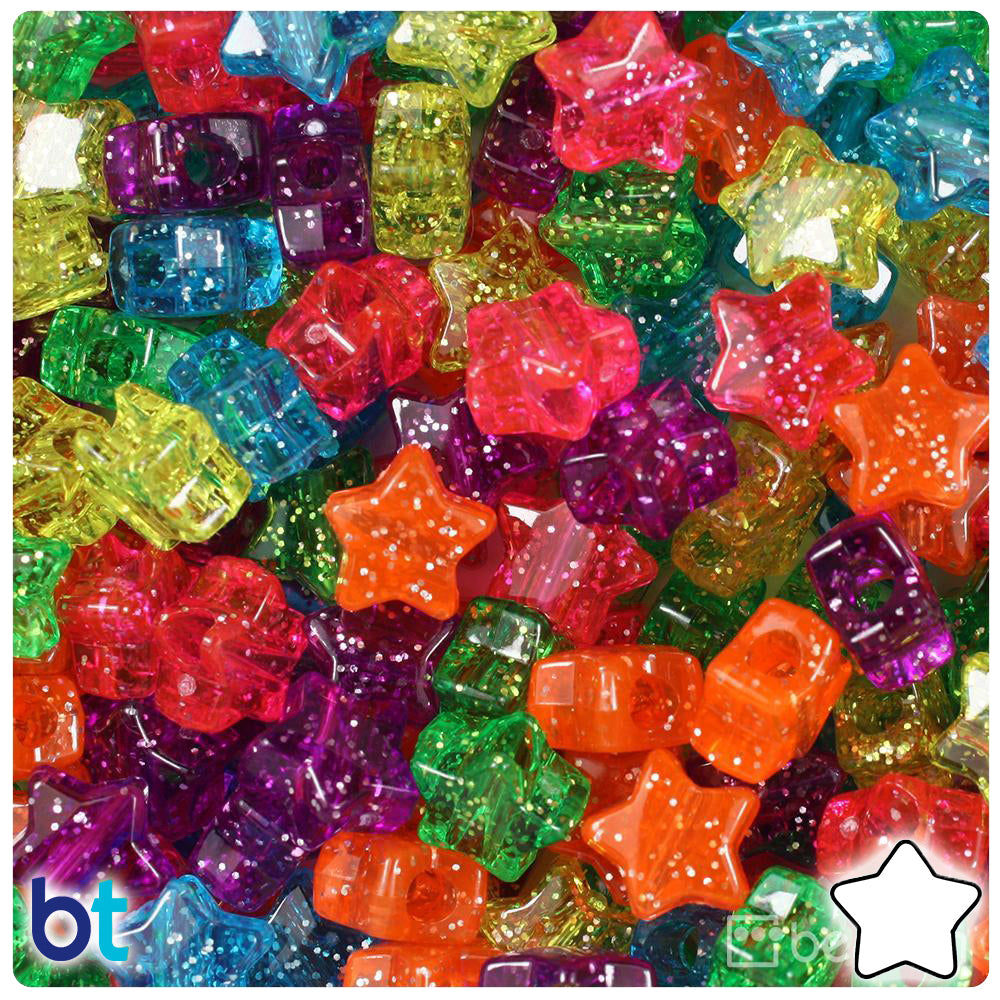 Neon Bright Mix 18mm Heart Pony Beads (24pcs)