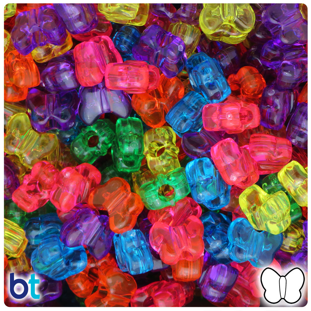 BeadTin Glow Multi 13mm Star Pony Beads (250pcs) 