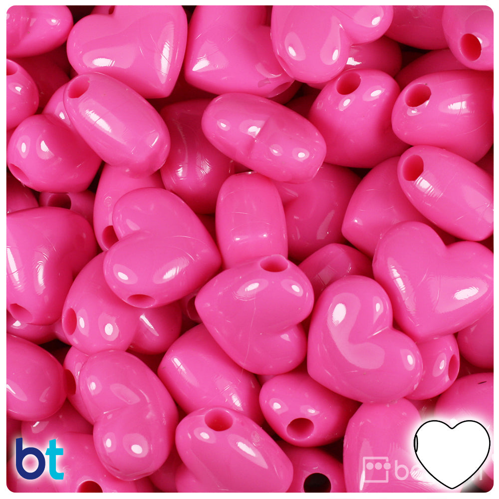 Magenta Neon Bright 18mm Heart Pony Beads (8pcs)