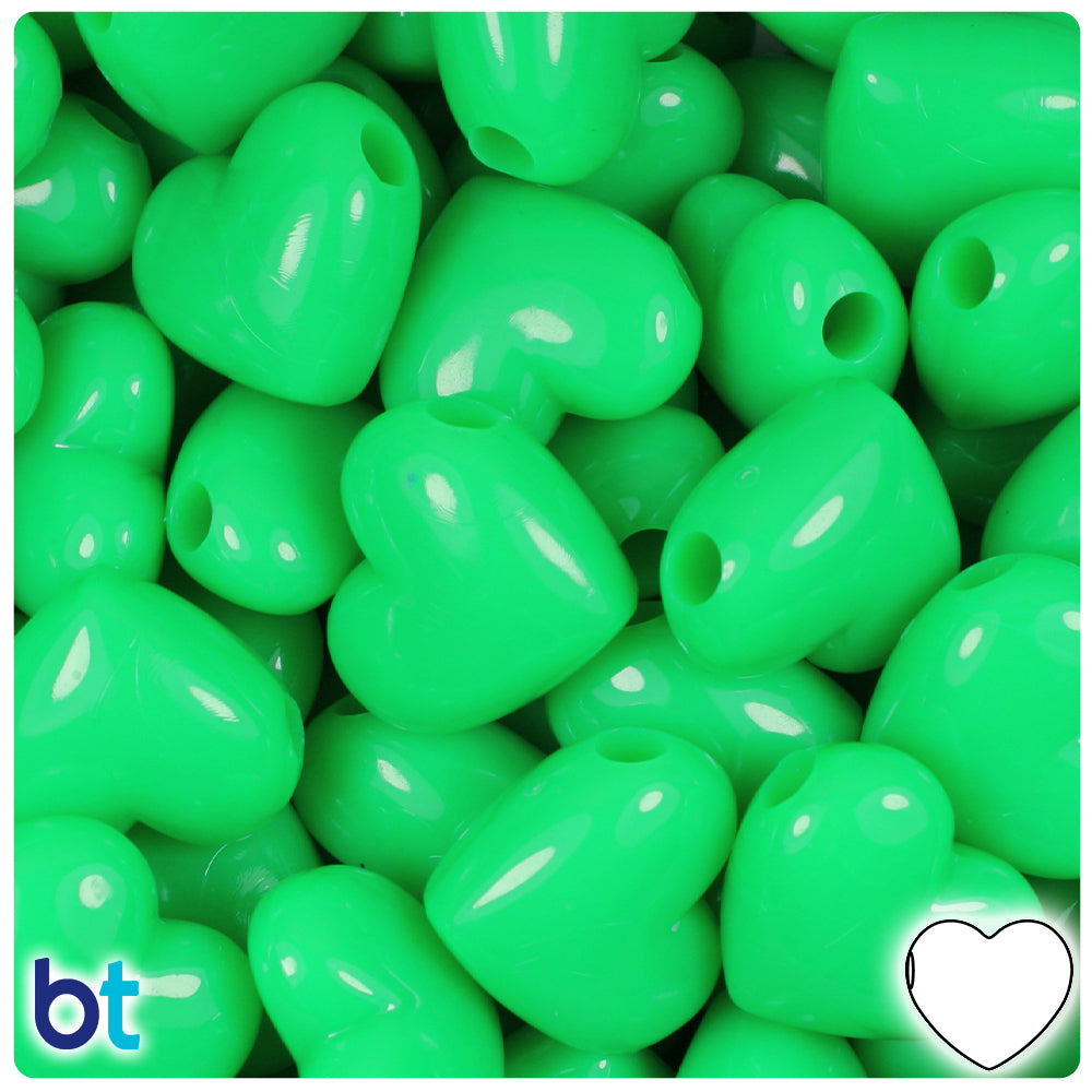 Bright White Opaque 18mm Heart Pony Beads (24pcs)