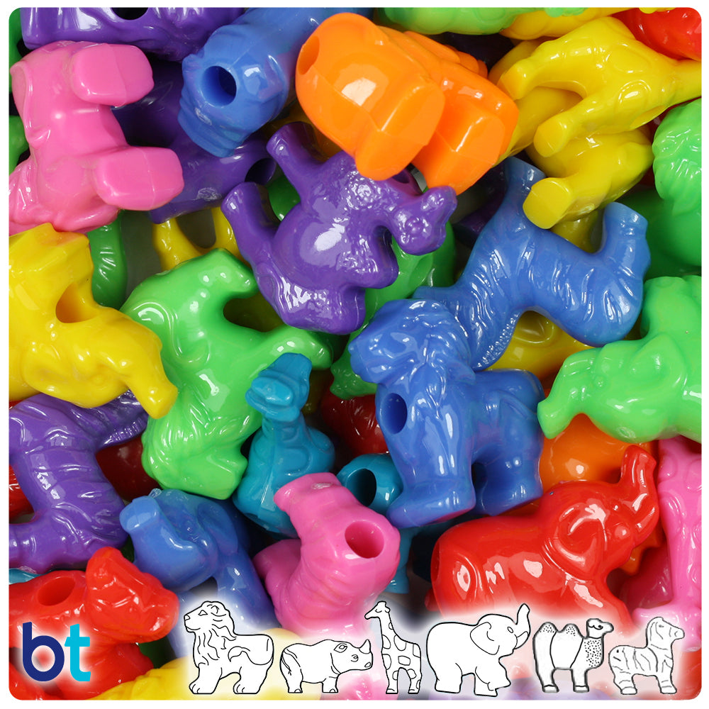 BeadTin Opaque Mix 13mm Small Shape Mix Plastic Pony Beads (4oz