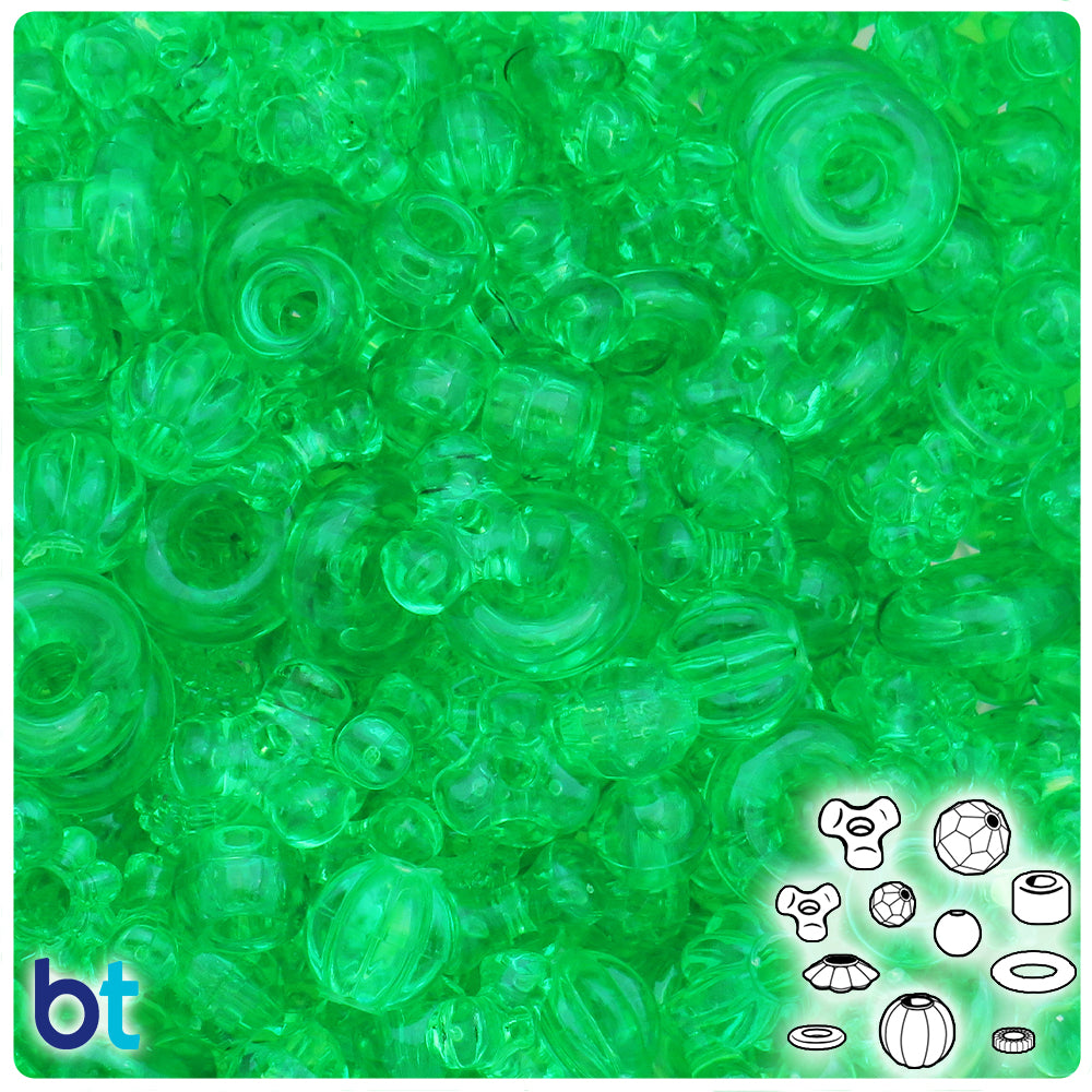 Light Turquoise Opaque Plastic Craft Beads Mix (113g)